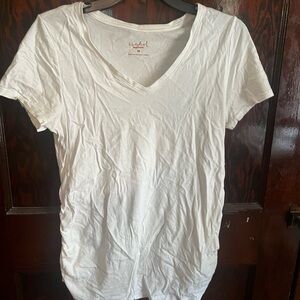 White maternity fitted V-Neck T-Shirt